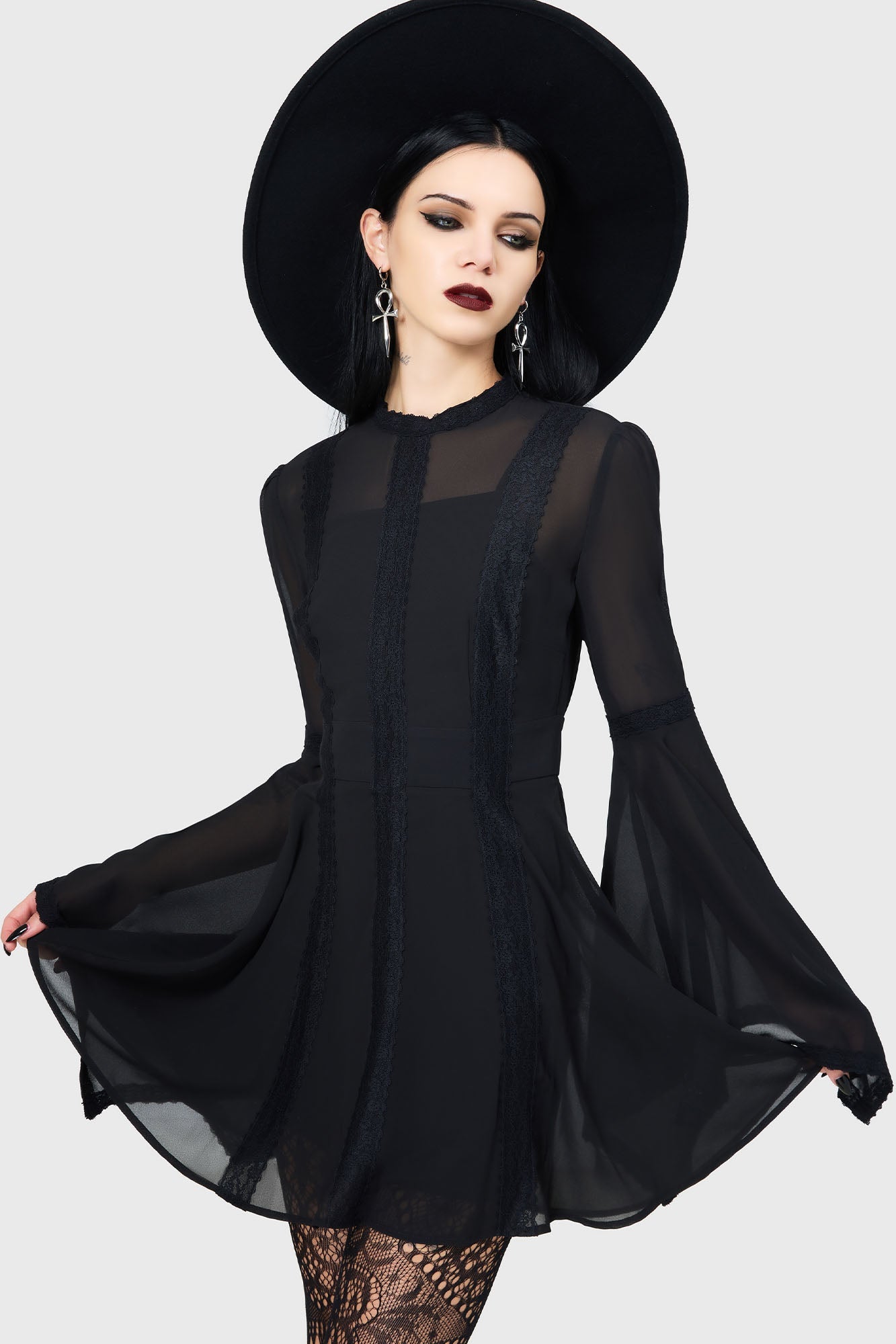 Begone Long Sleeve Mini Dress [BLACK]