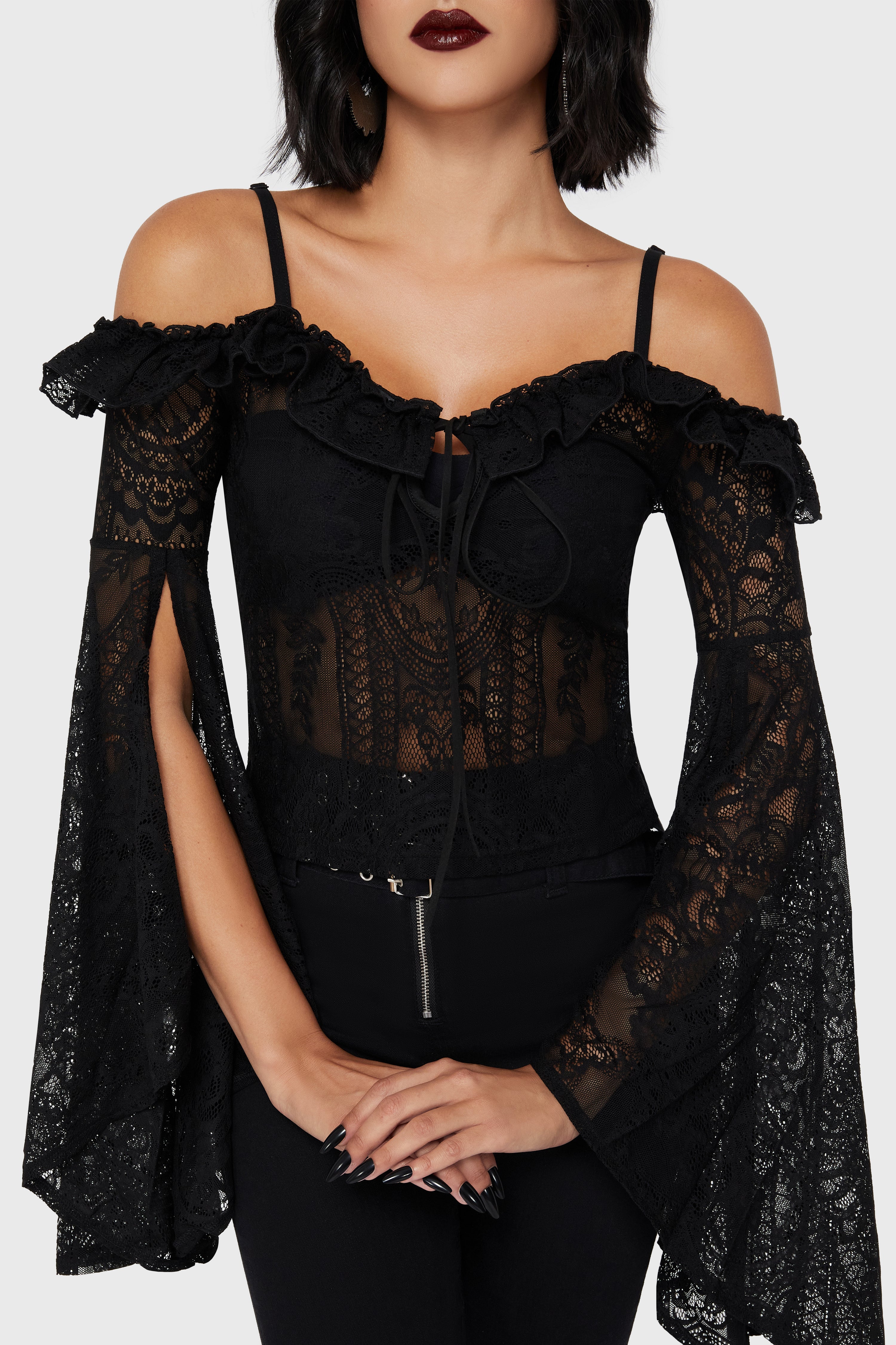Breathless Lace Bardot Top [B]