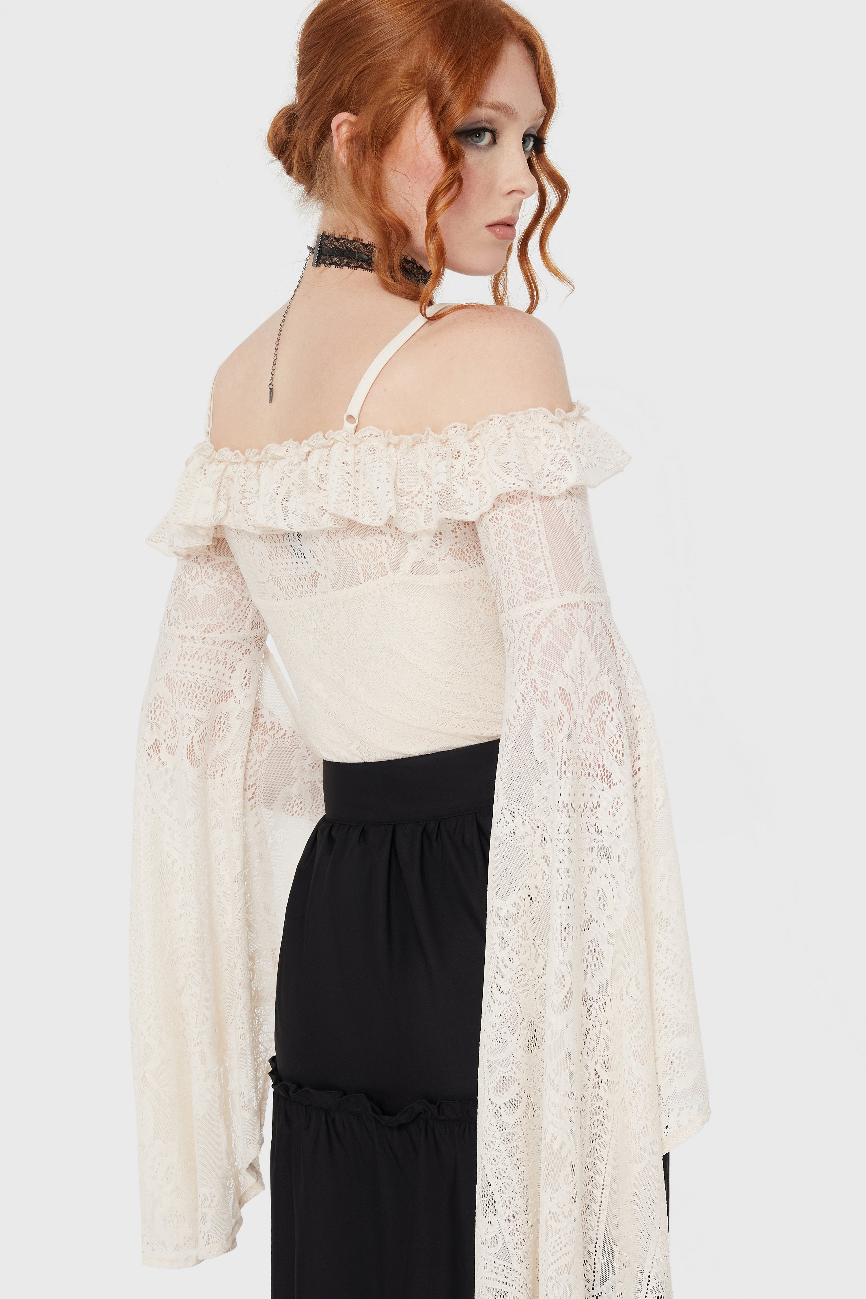 Breathless Lace Bardot Top [IVORY]