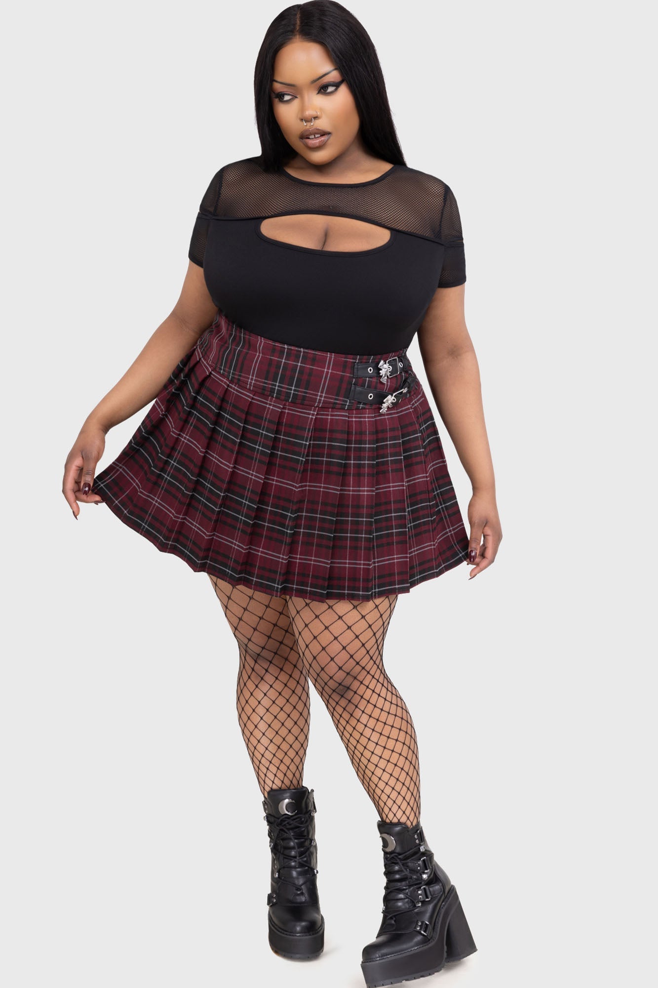 Bat Girl Skirt [BURGUNDY TARTAN]