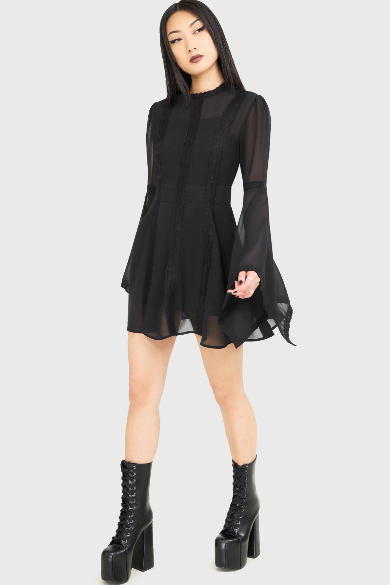 Begone Long Sleeve Mini Dress [BLACK]