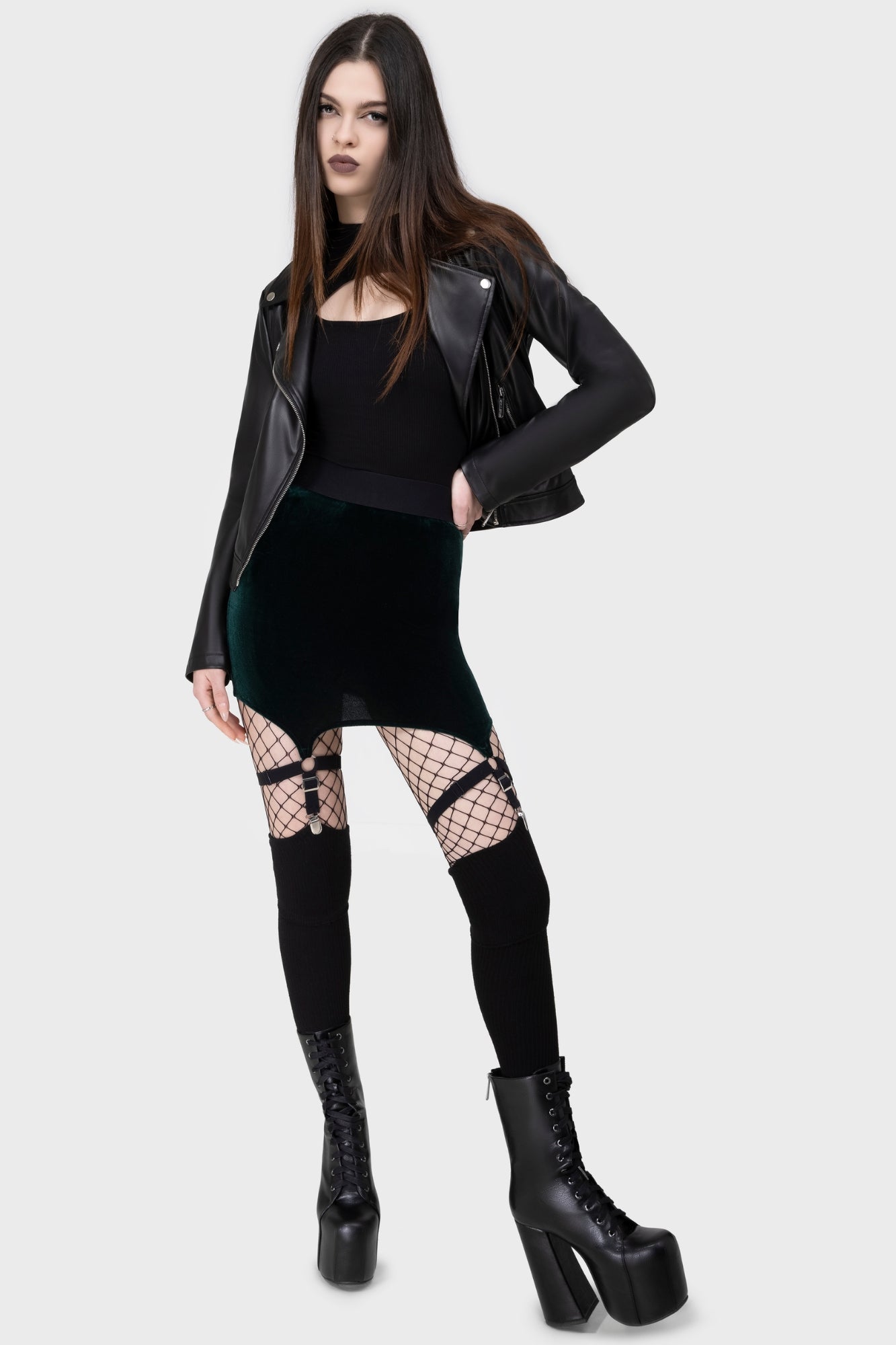 Cassandra Velvet Mini Skirt [EMERALD]