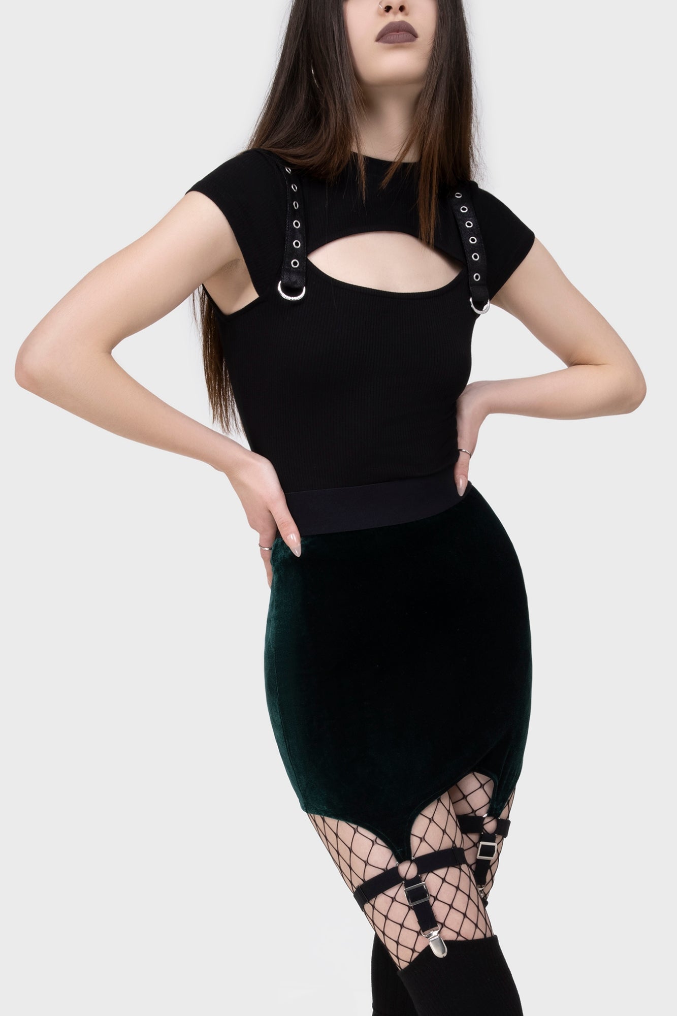 Cassandra Velvet Mini Skirt [EMERALD]