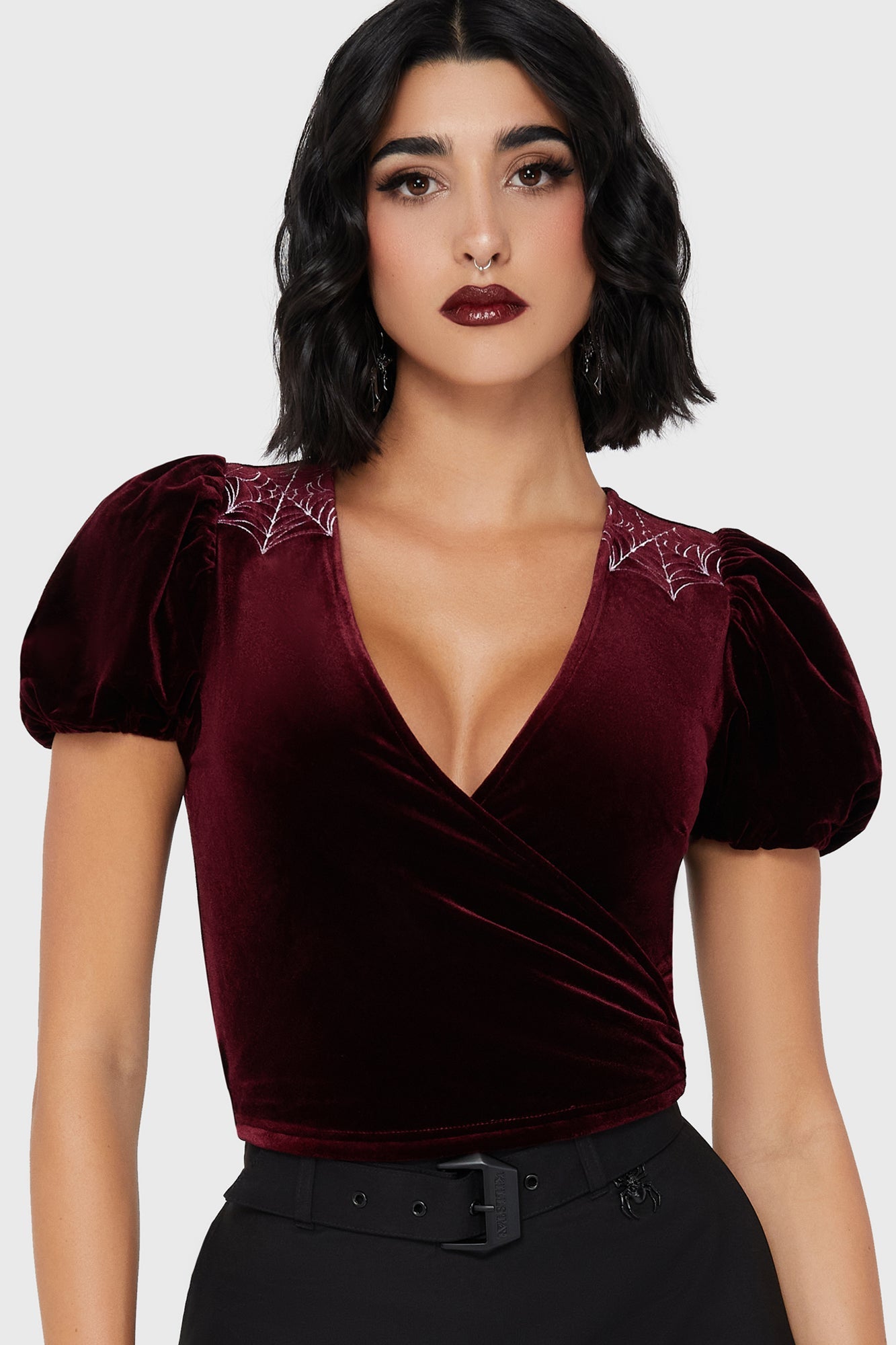 Crimson Web Wrap Top